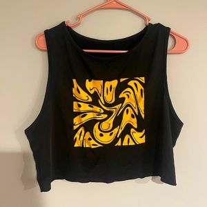 graphic smiley cropped tank